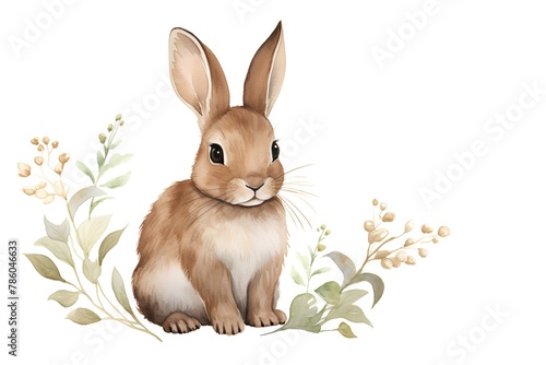 Beautiful vector image with nice watercolor hand drawn easter bunny © hungryai