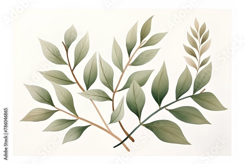 Eucalyptus branch with leaves. Hand drawn vector illustration. photo