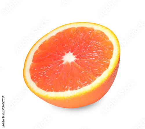Citrus fruit. Half of fresh red orange isolated on white