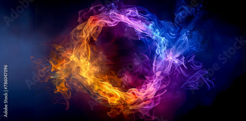 A colorful fire with orange and blue flames