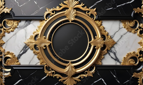 Luxury black and gold framele background . mandala