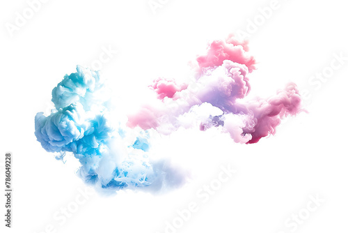 Pastel colored clouds floating gracefully on transparent background.
