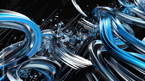 A vibrant blue digital river courses through a techno abstract of innovation.