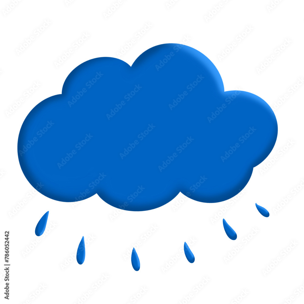Blue Rain Cloud Illustration.Capture the essence of rainy days with this charming blue rain cloud emoji illustration.