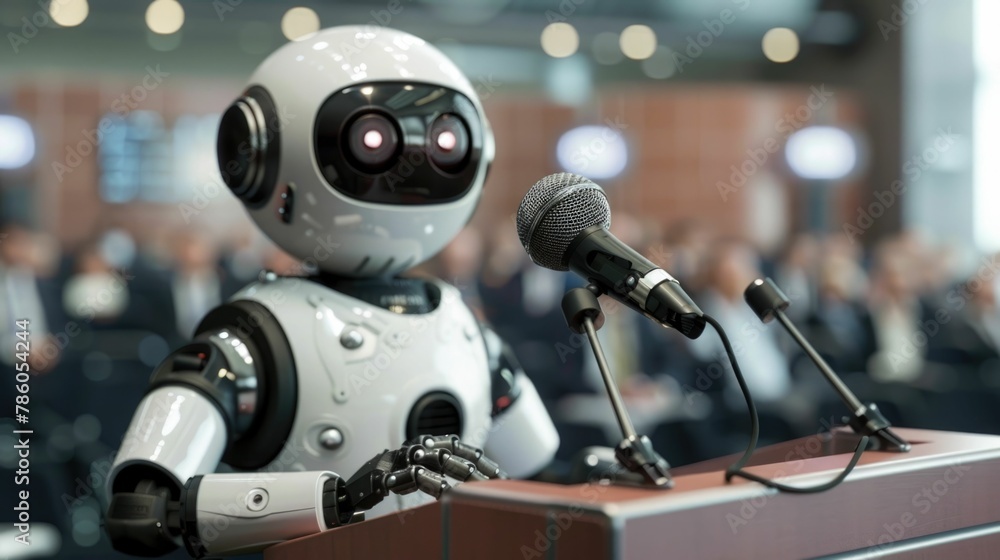 Fototapeta premium Robotic Journalist Reporting the Latest News with Speed and Precision