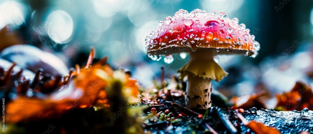 Close-up of a mushroom with water droplets on it