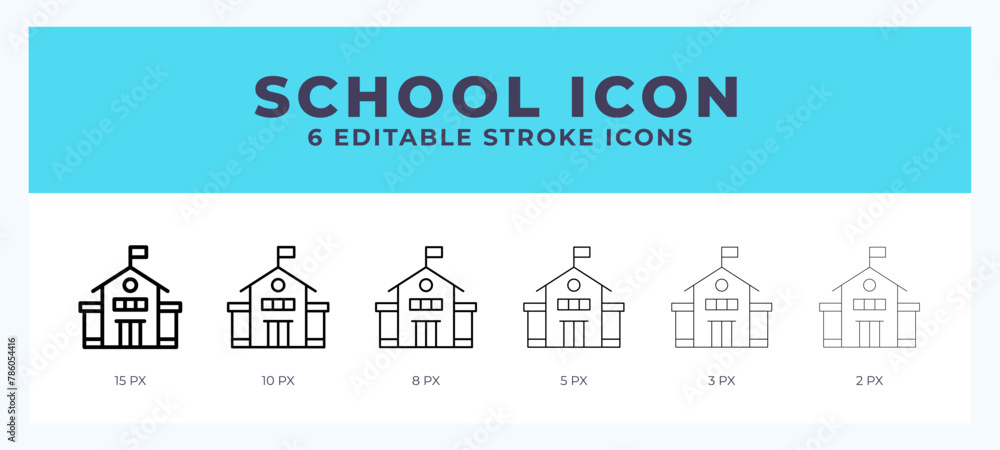 School vector icon. With different stroke vector illustration.