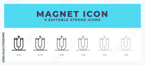 Magnet line icon. Thin line. Bold line. Vector illustration.