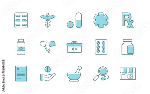 Tablet Pill Medicine and Healthcare Icons