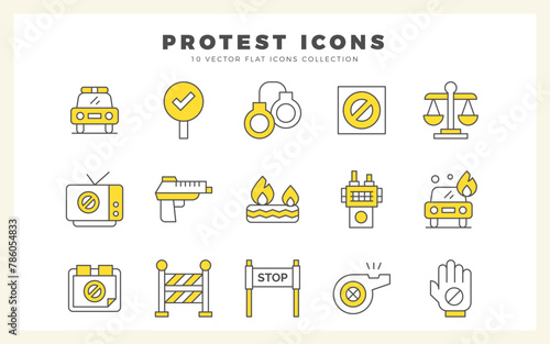 15 Protest Two Color icon pack. vector illustration.