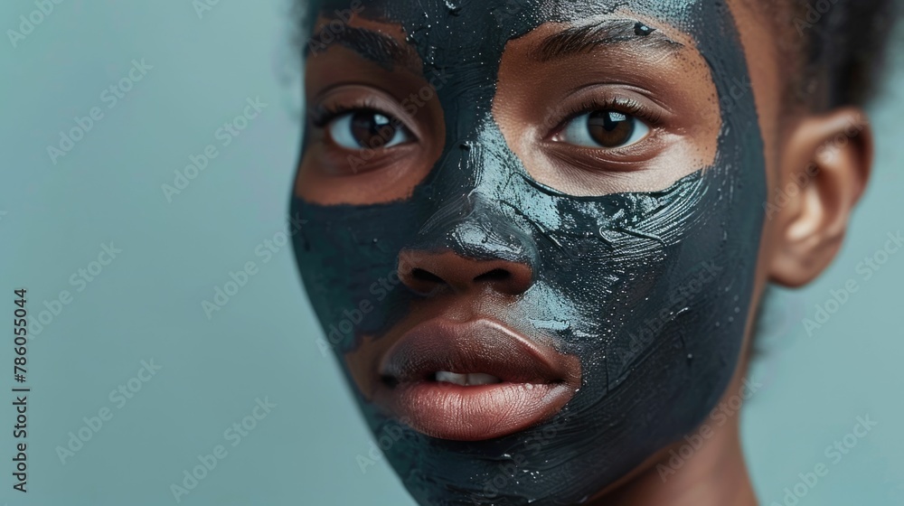 Close up Shot of a Woman s Face with a Charcoal Facial Mask Highlighting the Detoxifying and Rejuvenating Benefits of this Natural Skincare Treatment Close up Shot of a Woman s Face with a Charcoal Facial Mask Highlighting the Detoxifying and Rejuvenating Benefits of this Natural Skincare Treatment