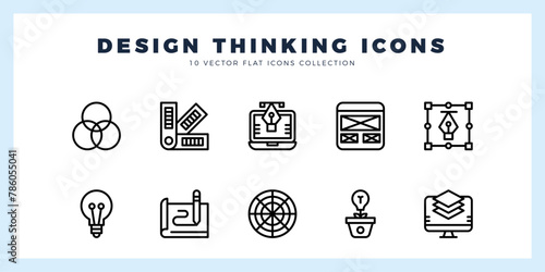 10 Design Thinking Lineal icon pack. vector illustration.