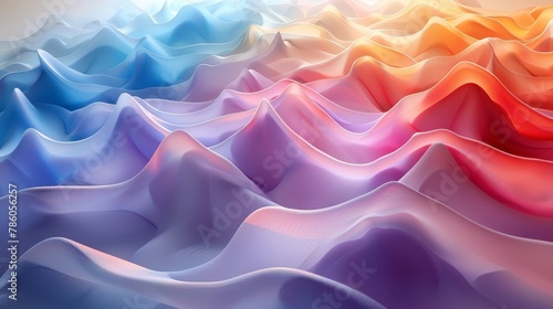 Imagine a 3D space where soft gradients of color blend together, forming a fluid and continuous spectrum that wraps around the viewer in a cozy embrace.