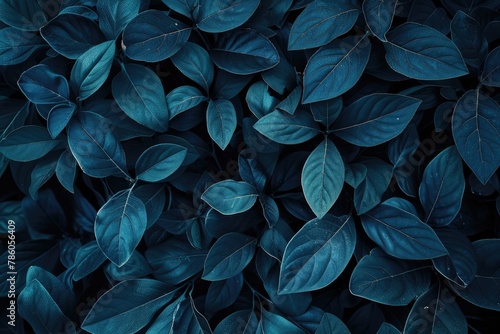 Texture Floral. Tropical Flora and Botanical Leaves Collection on Clean Blue Background © AIGen
