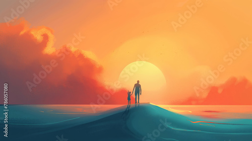 Father’s day celebration creative illustration background. Greeting card for a dad to his birthday or international Father’s Day. Holiday of all father’s of the world.