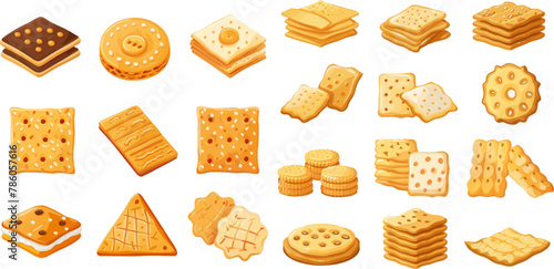 Vector isolated collection of cartoon crispy food snack illustration