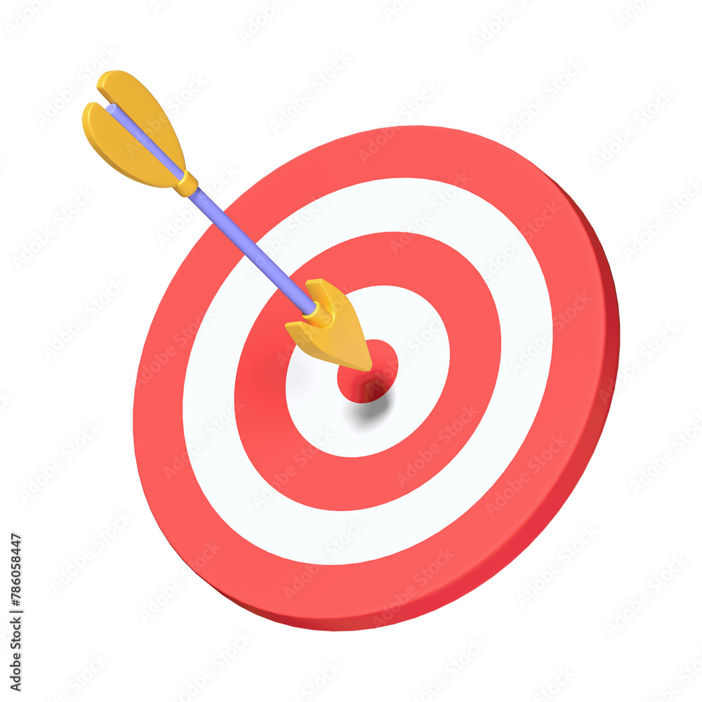 A red and white target with a yellow arrow in the center