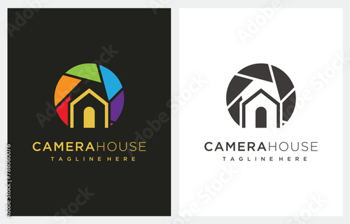 Camera House Film Movie Production logo design icon vector