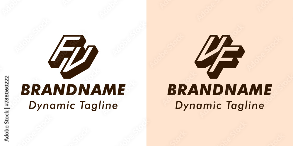 Obraz premium Letters FV and VF 3D Monogram Logo, Suitable for business with FV or VF initials