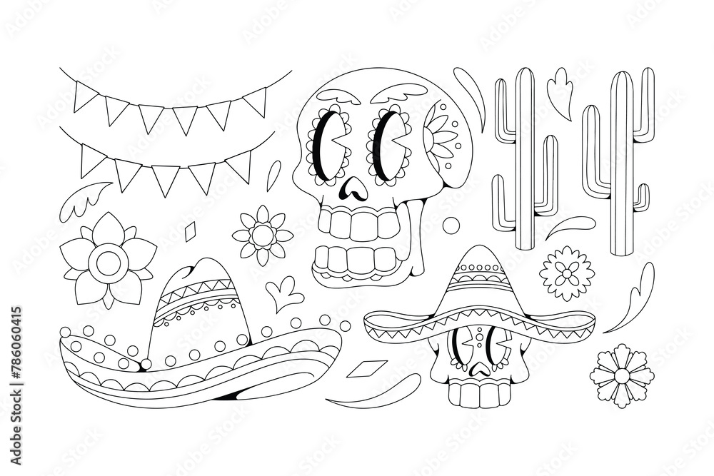 Fototapeta premium Retro Cinco De Mayo Illustration Collection