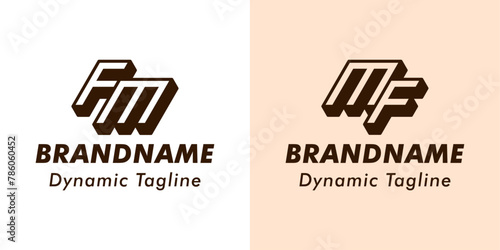 Letters FM and MF 3D Monogram Logo, Suitable for business with FM or MF initials
