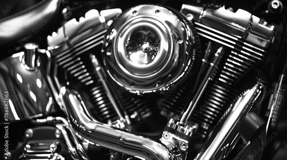 Motorcycle engine. Motor and mechanism closeup Motorcycle engine. Motor and mechanism closeup