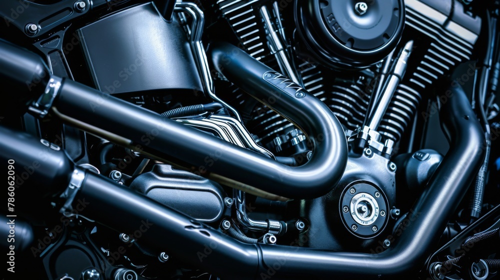 Motorcycle engine. Motor and mechanism closeup Motorcycle engine. Motor and mechanism closeup