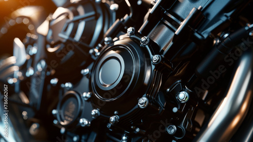 Motorcycle engine. Motor and mechanism closeup © Vladimir