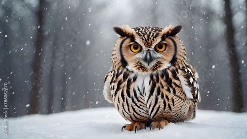 great horned owl in winter