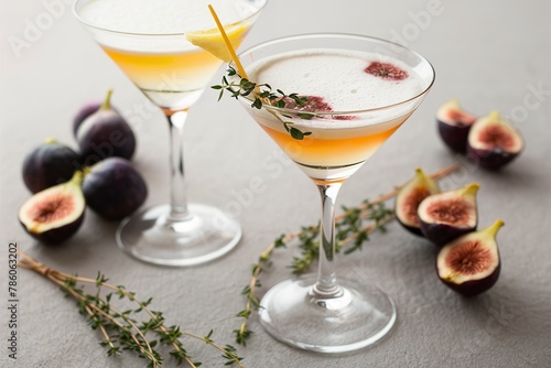 Fall cocktail, fig and honey martini with thyme