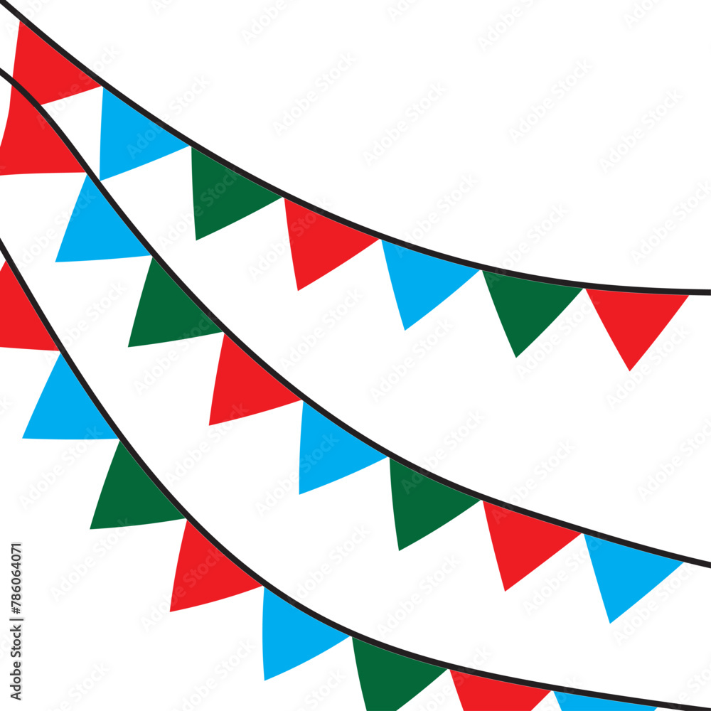 Fototapeta premium Carnival garland with flags. Festive multicolored buntings for holiday design. 