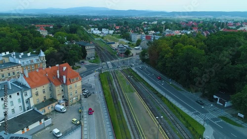 Road Across The Tracks Of Swidnica Droga Przez Tory Aerial View Poland photo