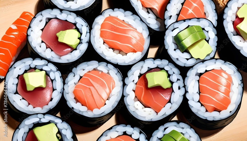 sushi on a black plate sushi on a black plate