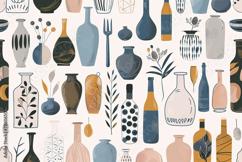 Eclectic Kitchenware and Vases Pattern