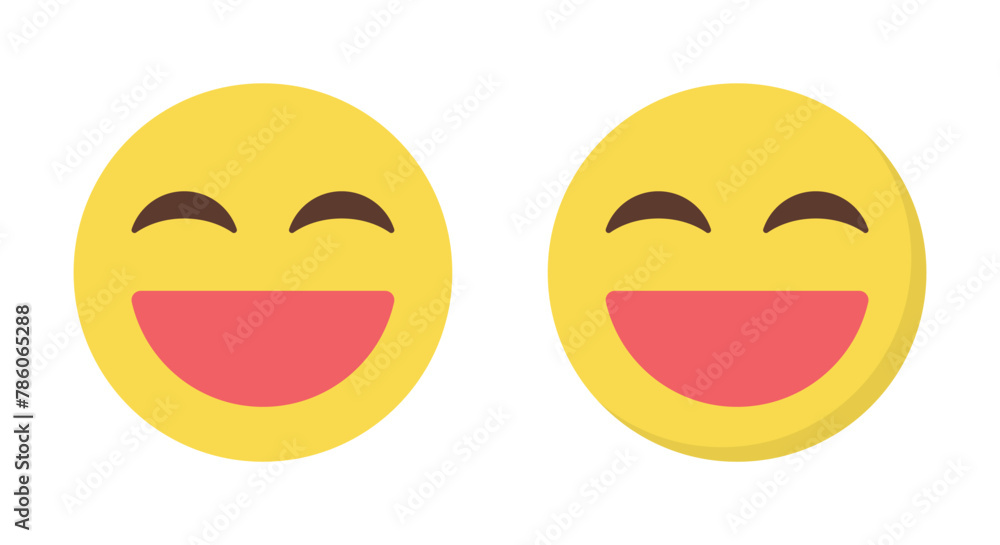 Fototapeta premium Laughing emoji icon with closed eyes in flat style. Laugh emoticon sign symbol