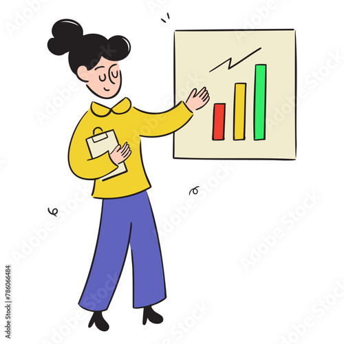 businesswoman presenting increased profits illustration