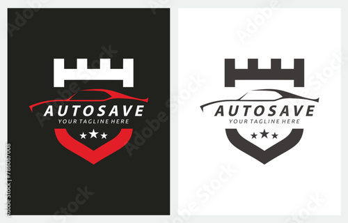 Automotive Car Shield Castle Fortress logo design automotive industry