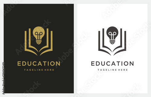 Book Lightbulb Creative Idea logo design icon vector