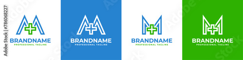 Letter M Medical Cross Modern Logo, suitable for business related to Medical Cross or Pharmacy with M initial