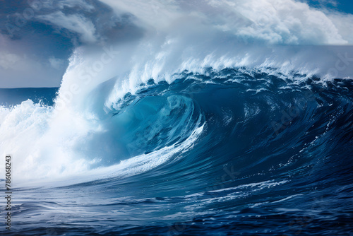 Majestic blue wave, capturing the essence of surfing and natural beauty.