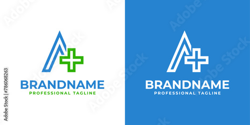 Letter A Medical Cross Modern Logo, suitable for business related to Medical Cross or Pharmacy with A initial