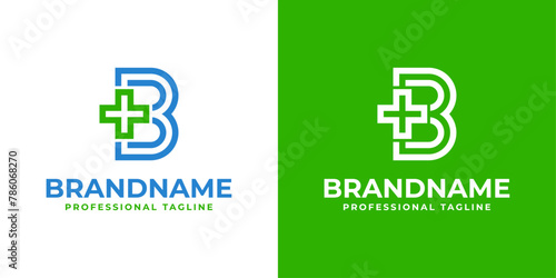 Letter B Medical Cross Modern Logo, suitable for business related to Medical Cross or Pharmacy with B initial