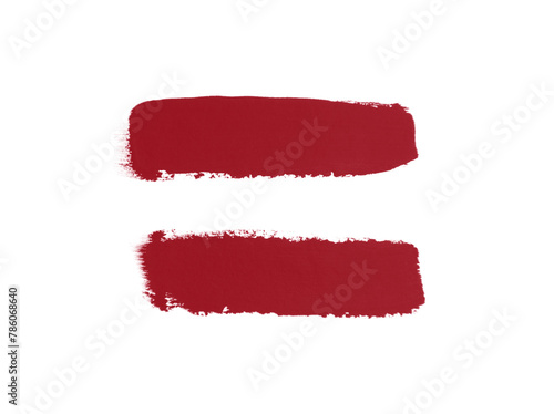 Red brush watercolor painting isolated on white background.