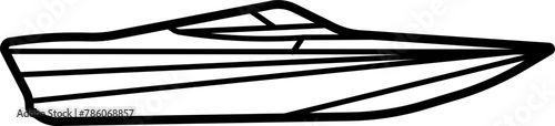 Speed Boat Outline Illustration