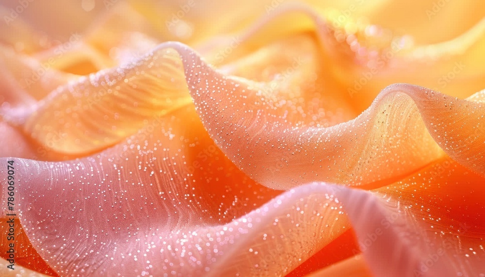 Close up shot of wet pink and orange flower with drops of water on its petals