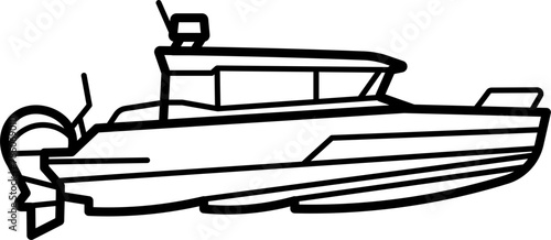 Cabin Cruiser Outline Illustration