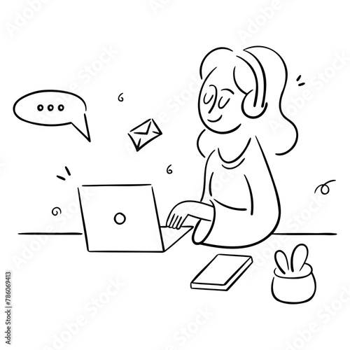 businesswoman receiving message illustration