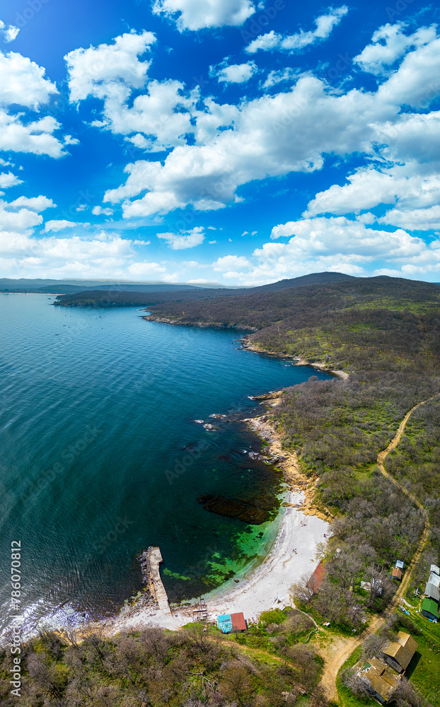 Aerial view of a stunning seacoast over Maslen cape in Bulgaria Aerial view of a stunning seacoast over Maslen cape in Bulgaria
