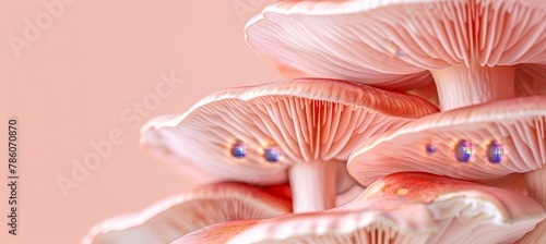 Oyster mushroom pleurotus ostreatus displayed on a gentle pastel colored background