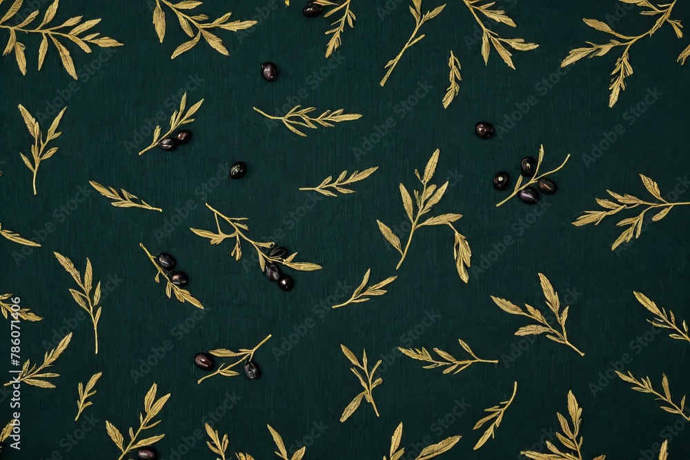 Green background with olives Green background with olives